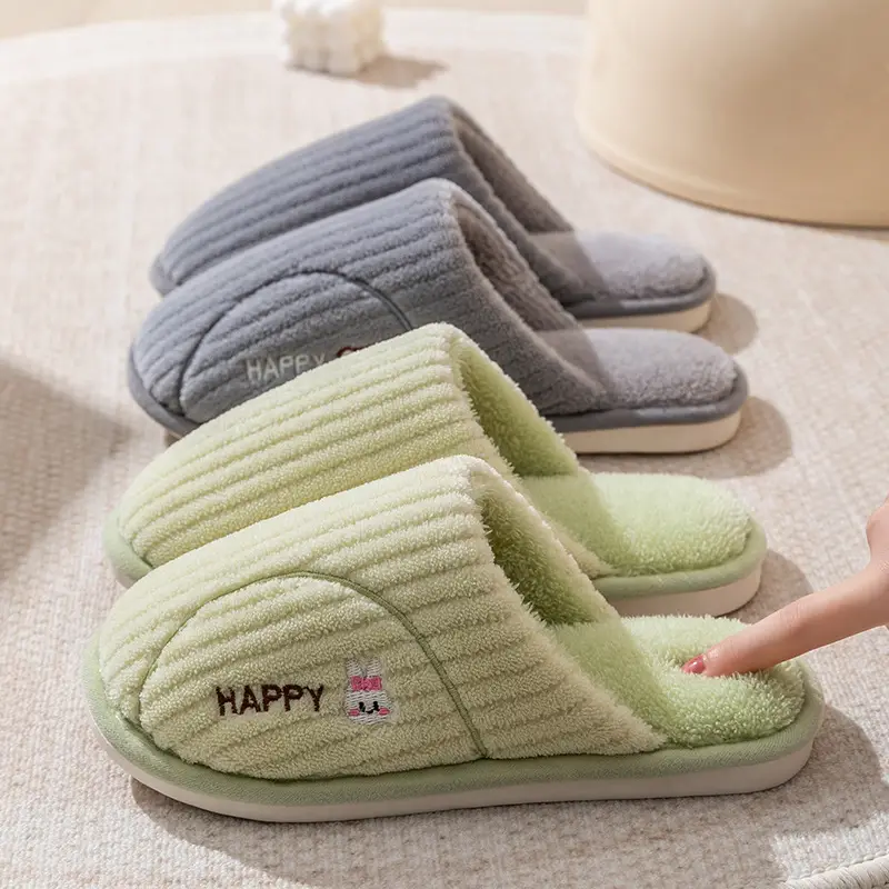 Cixi Cotton Slippers for Women Spring and Autumn and Winter Home Indoor Non-slip Couple Home Warm Winter Fur Plush Men