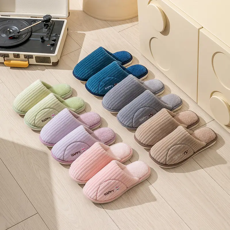 Cixi Cotton Slippers for Women Spring and Autumn and Winter Home Indoor Non-slip Couple Home Warm Winter Fur Plush Men