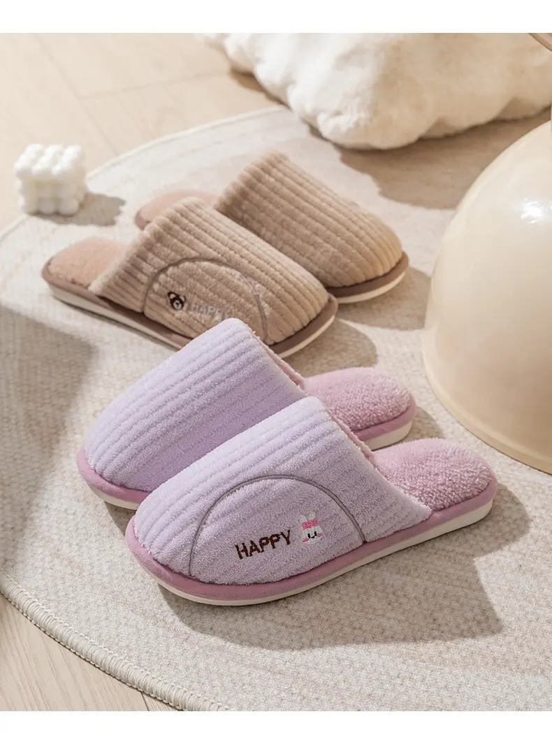 Cixi Cotton Slippers for Women Spring and Autumn and Winter Home Indoor Non-slip Couple Home Warm Winter Fur Plush Men — feature 22