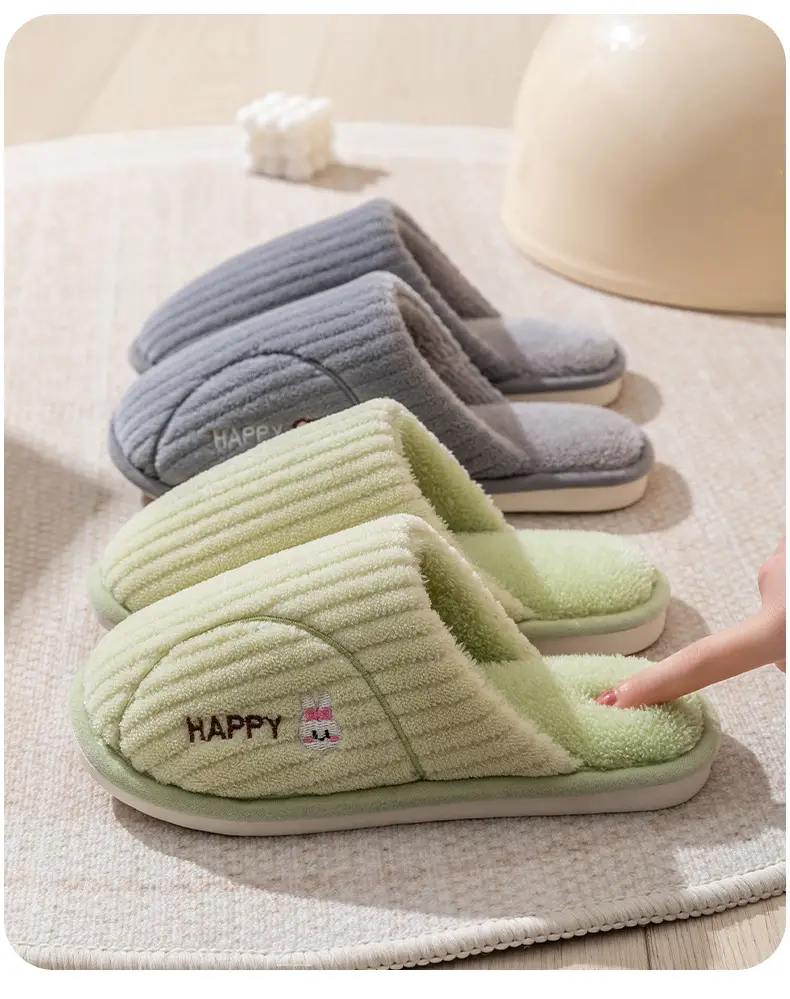 Cixi Cotton Slippers for Women Spring and Autumn and Winter Home Indoor Non-slip Couple Home Warm Winter Fur Plush Men — feature 6