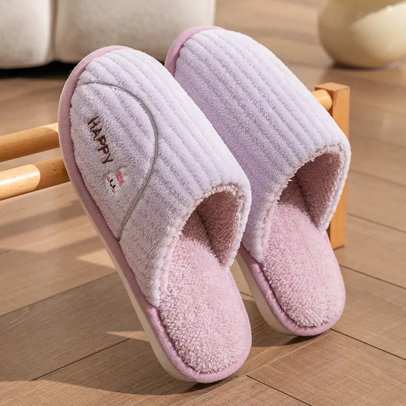 Cixi Cotton Slippers for Women Spring and Autumn and Winter Home Indoor Non-slip Couple Home Warm Winter Fur Plush Men