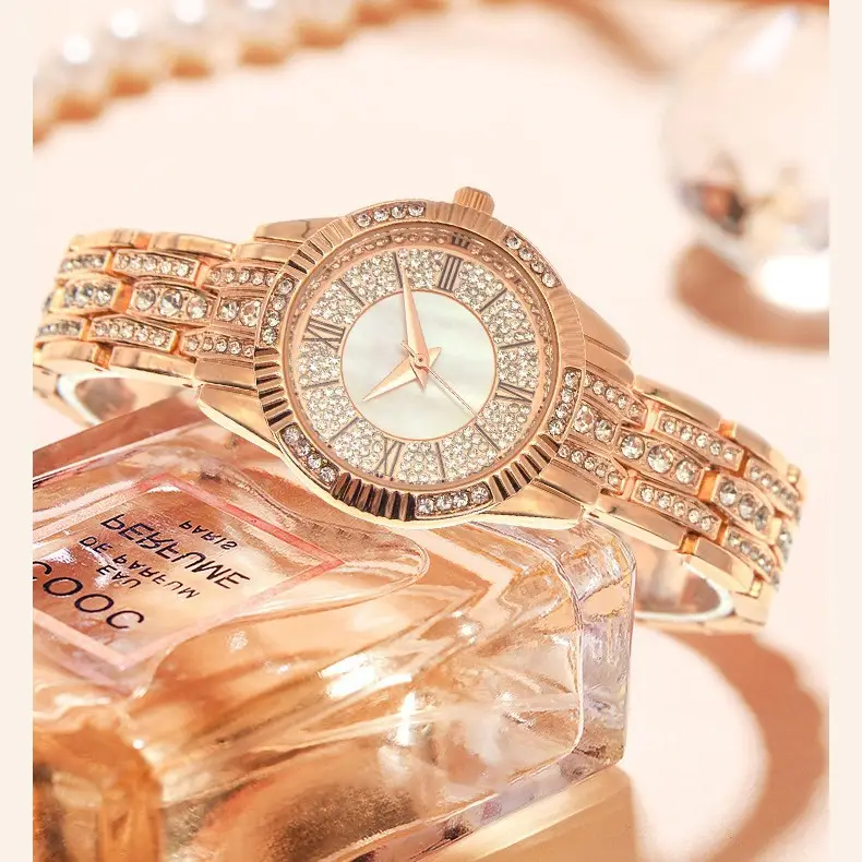 Gold Rose Gold Women's Quartz Watch with Starry Sky Dial - Image 2