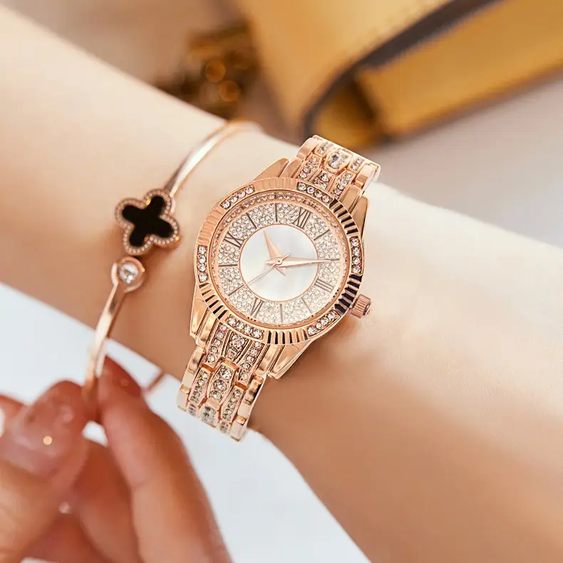 Gold Rose Gold Women's Quartz Watch with Starry Sky Dial - Image 3