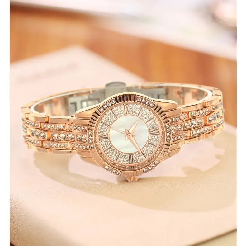 Gold Rose Gold Women's Quartz Watch with Starry Sky Dial - Image 4