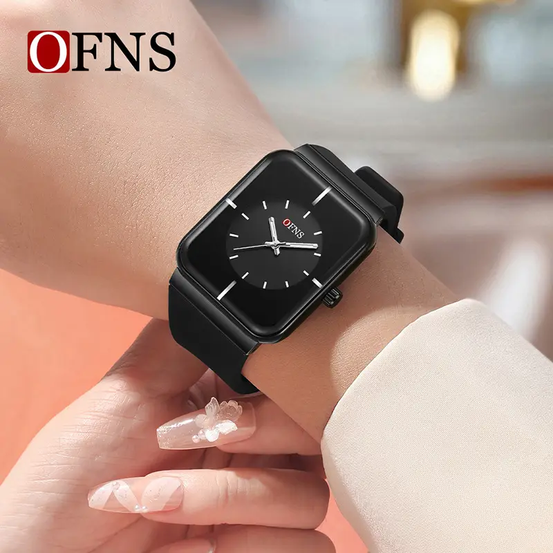 Women's Green Silicone Watch with Gold Dial