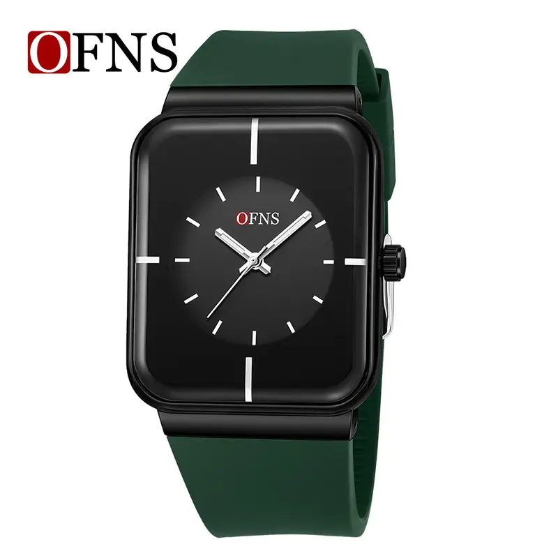 Women's Green Silicone Watch with Gold Dial
