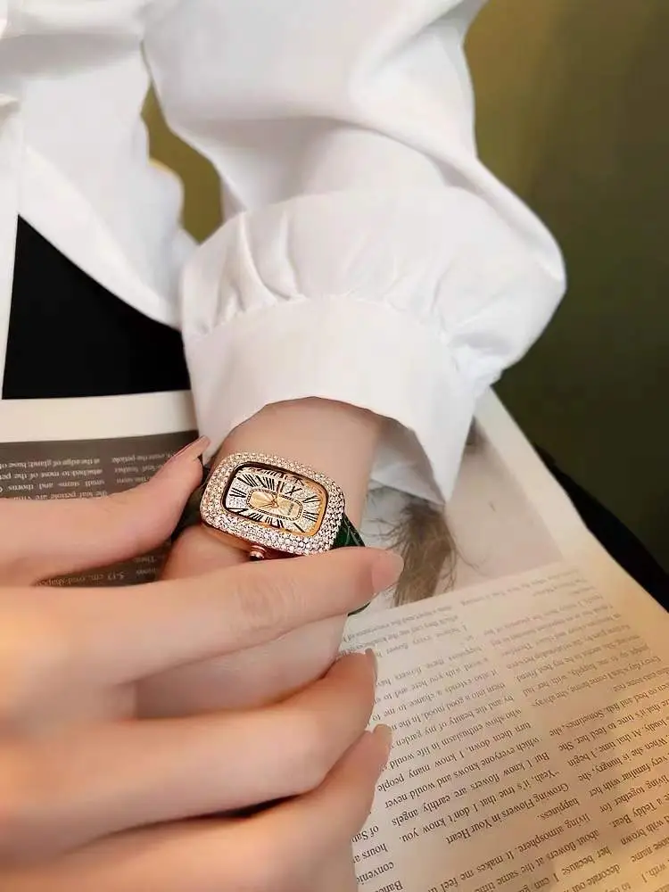 Women's Full Diamond Pigeon Egg Watch with Rose Gold Case — feature 2