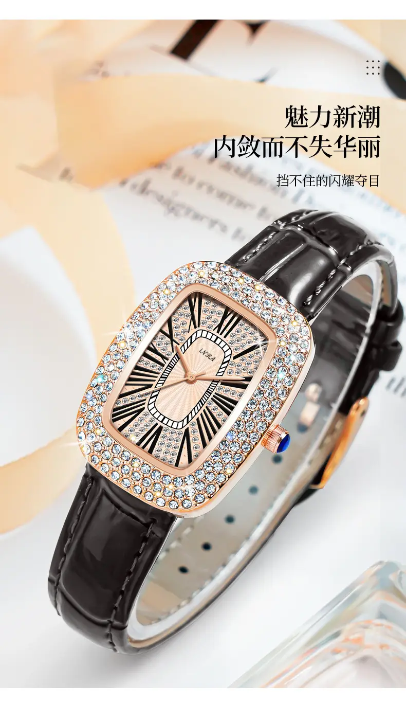 Women's Full Diamond Pigeon Egg Watch with Rose Gold Case — feature 4