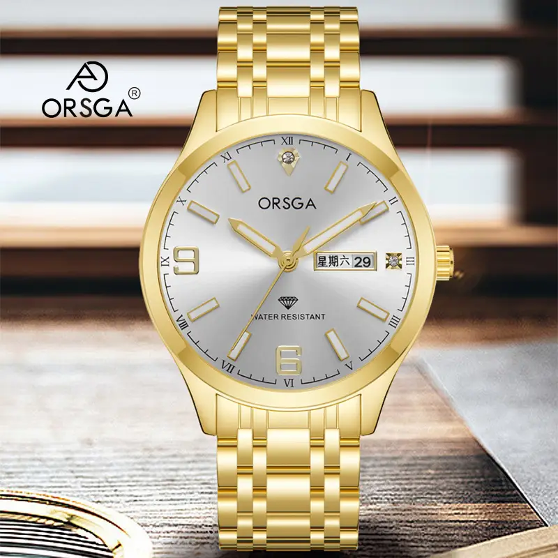 ORSGA Gold Silver Business Men's Live Quartz Watch - Image 13