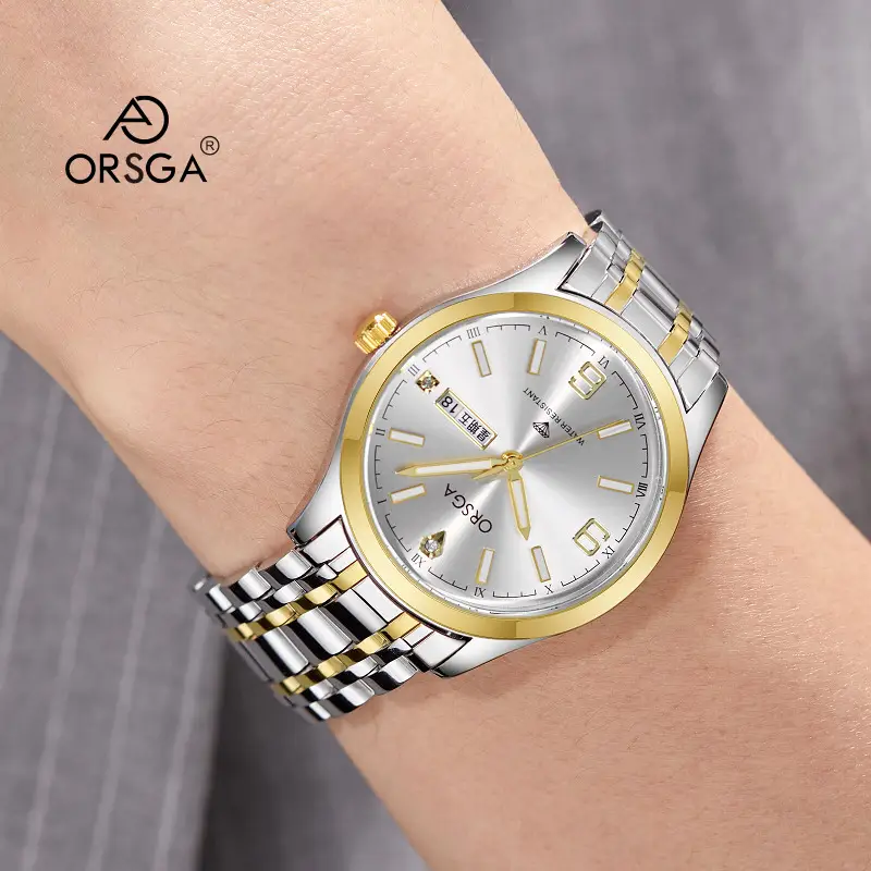 ORSGA Gold Silver Business Men's Live Quartz Watch - Image 14