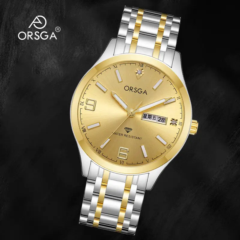 ORSGA Gold Silver Business Men's Live Quartz Watch - Image 15