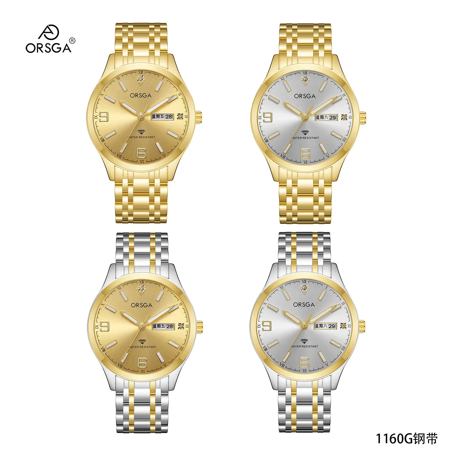 ORSGA Gold Silver Business Men's Live Quartz Watch - Image 17