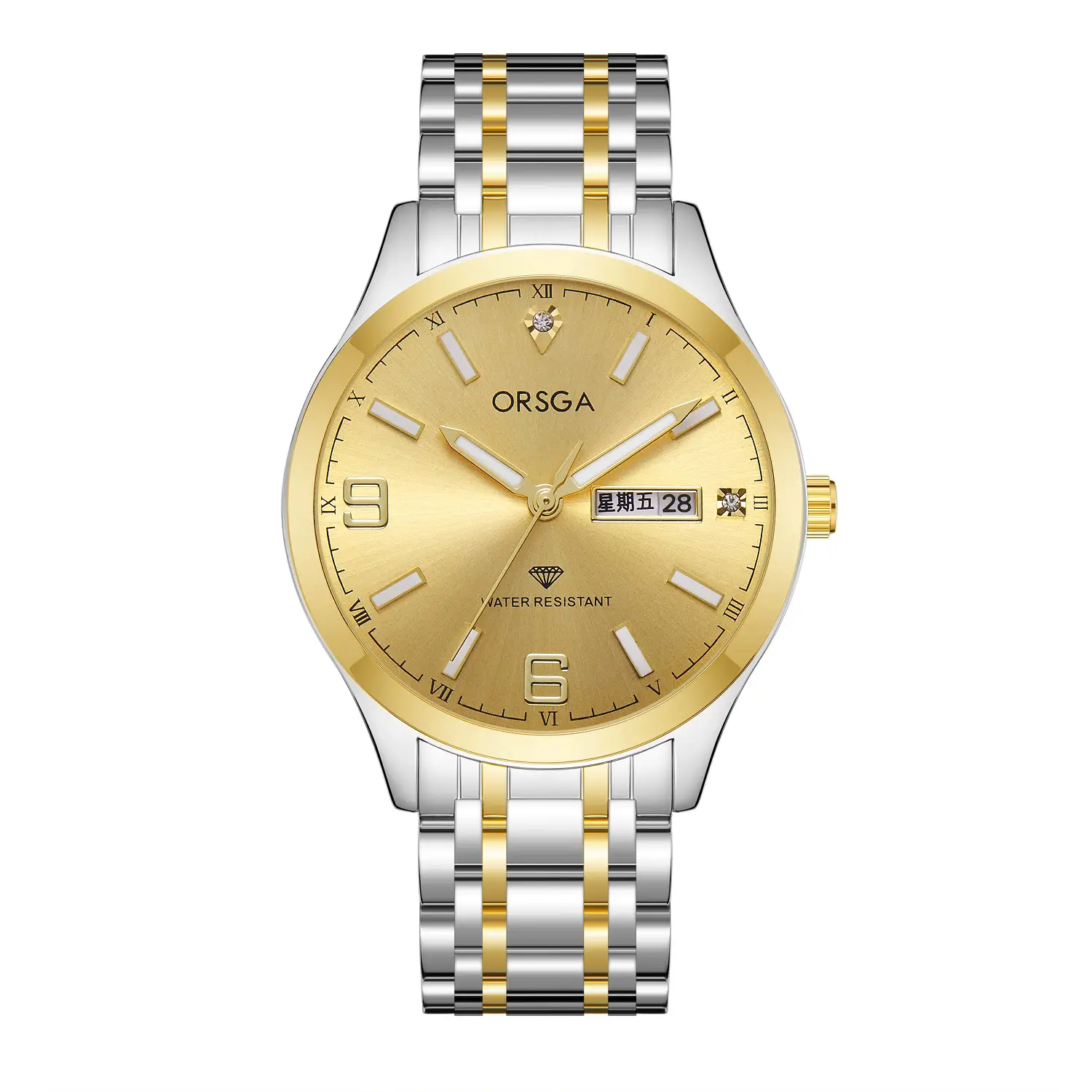 ORSGA Gold Silver Business Men's Live Quartz Watch - Image 3