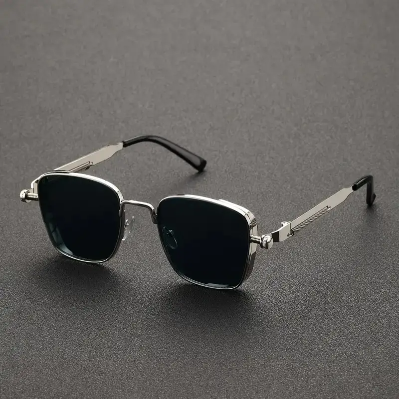 2026 New Retro Square Frame Steampunk Metal Sunglasses European and American Universal Personalized Sunglasses Sunglass - Image 9