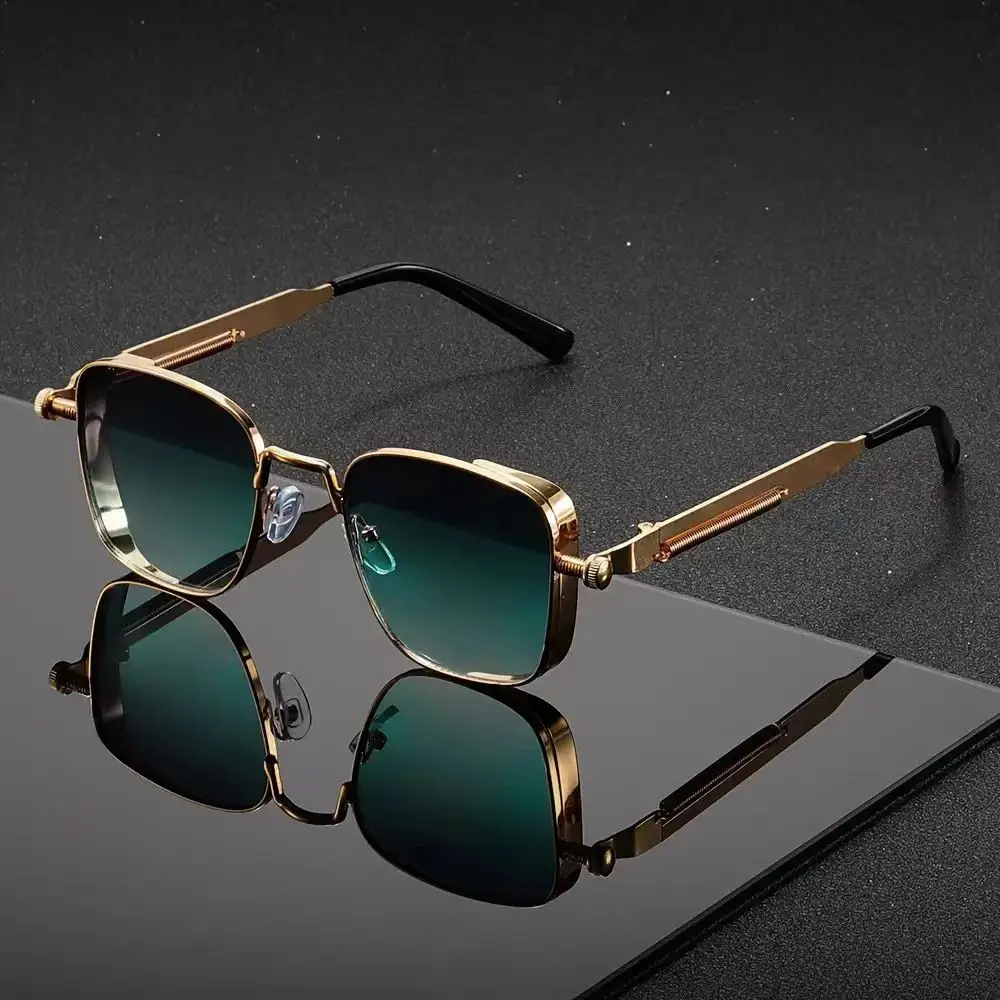 2026 New Retro Square Frame Steampunk Metal Sunglasses European and American Universal Personalized Sunglasses Sunglass - Image 11