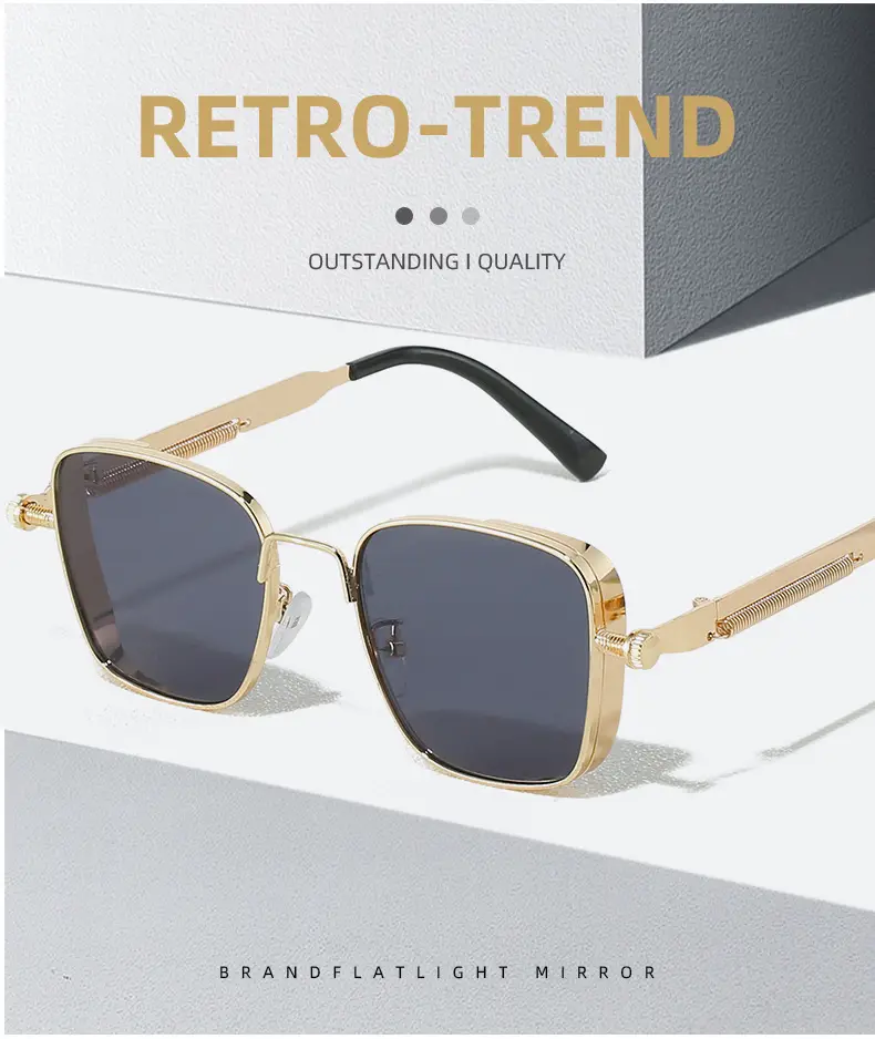 2026 New Retro Square Frame Steampunk Metal Sunglasses European and American Universal Personalized Sunglasses Sunglass — feature 1