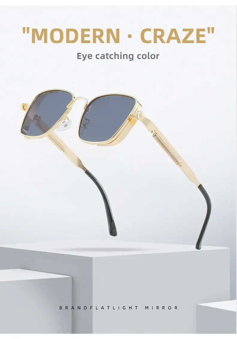 2026 New Retro Square Frame Steampunk Metal Sunglasses European and American Universal Personalized Sunglasses Sunglass — feature 2