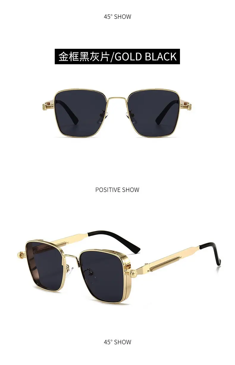2026 New Retro Square Frame Steampunk Metal Sunglasses European and American Universal Personalized Sunglasses Sunglass — feature 5