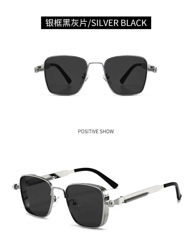 2026 New Retro Square Frame Steampunk Metal Sunglasses European and American Universal Personalized Sunglasses Sunglass — feature 6