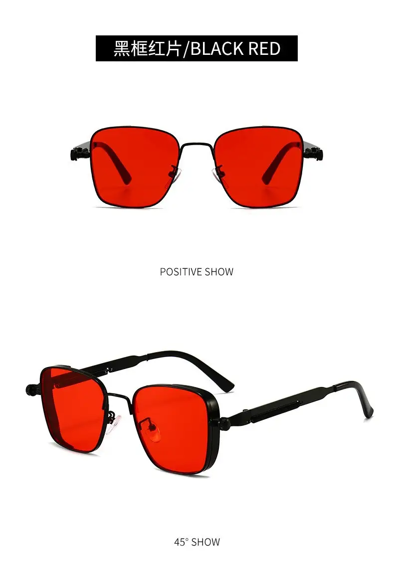 2026 New Retro Square Frame Steampunk Metal Sunglasses European and American Universal Personalized Sunglasses Sunglass — feature 8