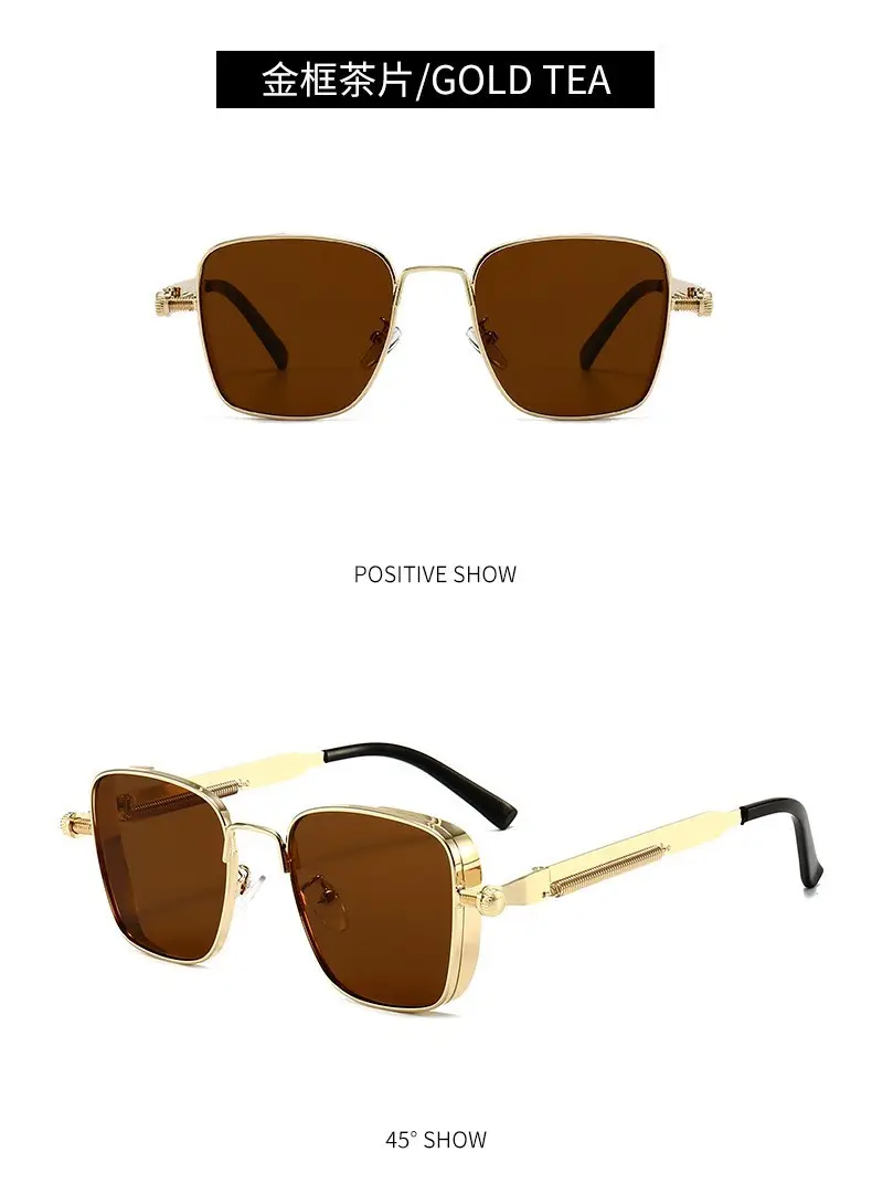 2026 New Retro Square Frame Steampunk Metal Sunglasses European and American Universal Personalized Sunglasses Sunglass — feature 9