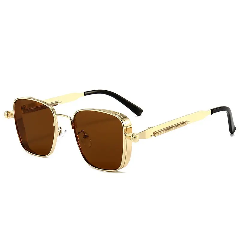 2026 New Retro Square Frame Steampunk Metal Sunglasses European and American Universal Personalized Sunglasses Sunglass - Image 3