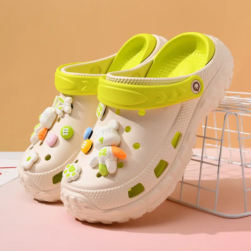 Hole Shoes Non-slip Anti-foot Odor Non-grinding Women's Outer Wear Thick-soled Elevated Cartoon Sandals and Slippers Summer Shoes Slippers