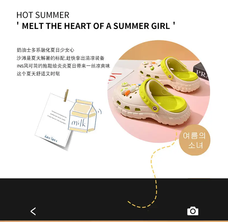 Hole Shoes Non-slip Anti-foot Odor Non-grinding Women's Outer Wear Thick-soled Elevated Cartoon Sandals and Slippers Summer Shoes Slippers — feature 4