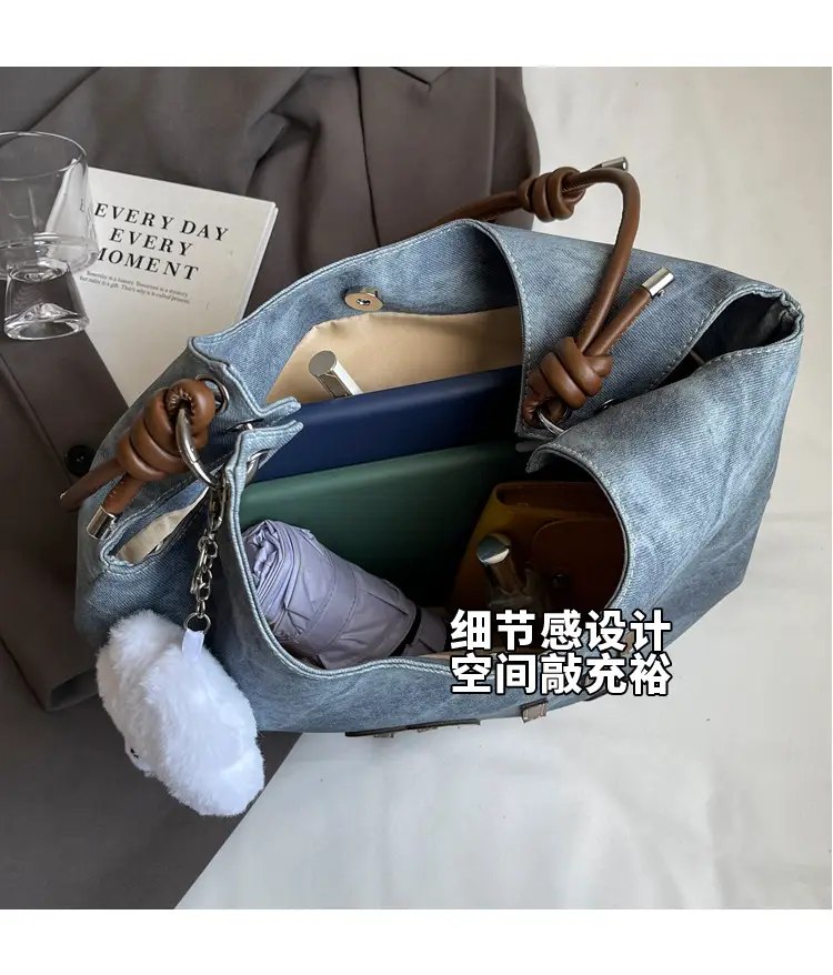 Women's Grey M-Logo Shoulder Bag with Cute Charm — feature 10