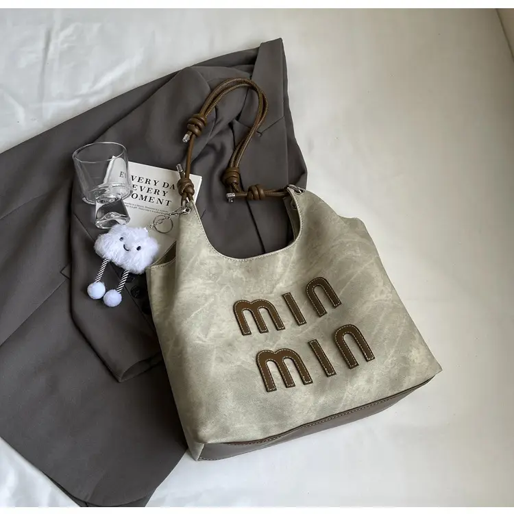Women's Grey M-Logo Shoulder Bag with Cute Charm — feature 16