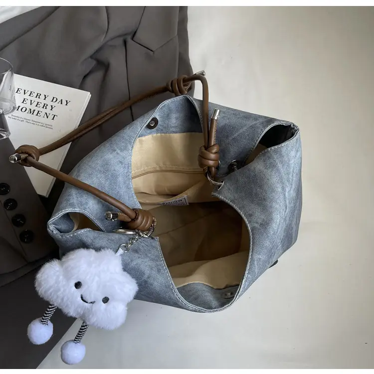Women's Grey M-Logo Shoulder Bag with Cute Charm — feature 27