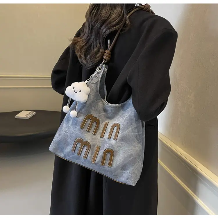 Women's Grey M-Logo Shoulder Bag with Cute Charm — feature 31