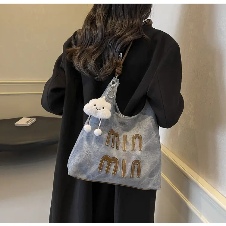 Women's Grey M-Logo Shoulder Bag with Cute Charm — feature 32