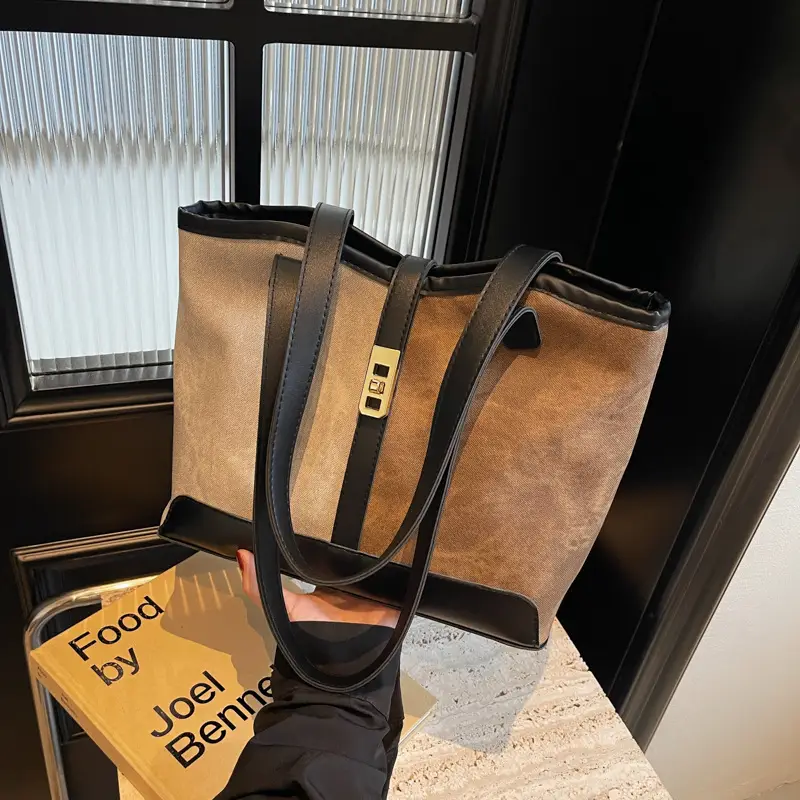 Women's Retro Contrast Tote Bag 2024 New - Image 6
