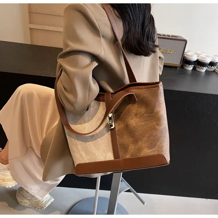 Women's Retro Contrast Tote Bag 2024 New — feature 10