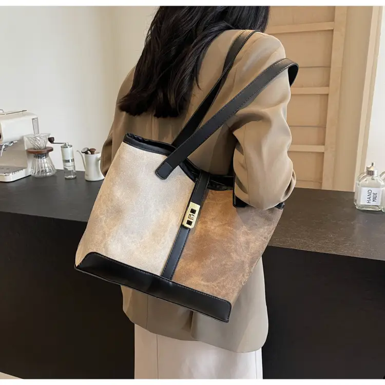 Women's Retro Contrast Tote Bag 2024 New — feature 13