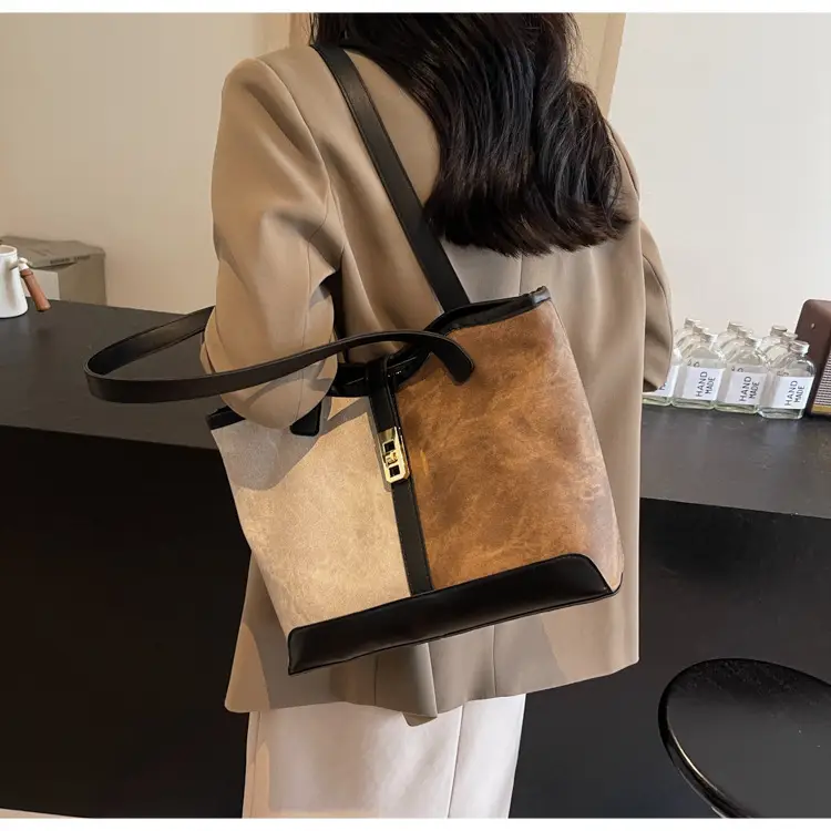 Women's Retro Contrast Tote Bag 2024 New — feature 15