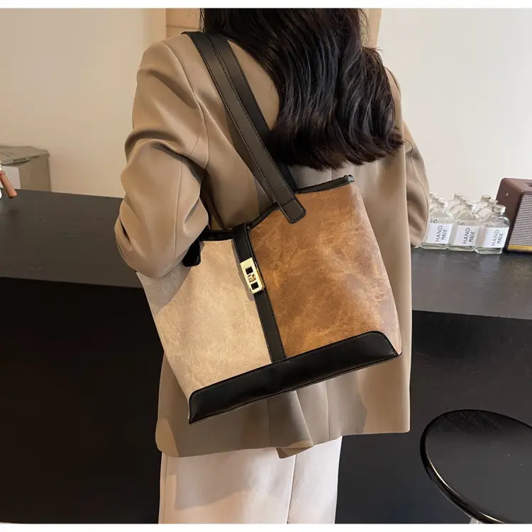 Women's Retro Contrast Tote Bag 2024 New — feature 17