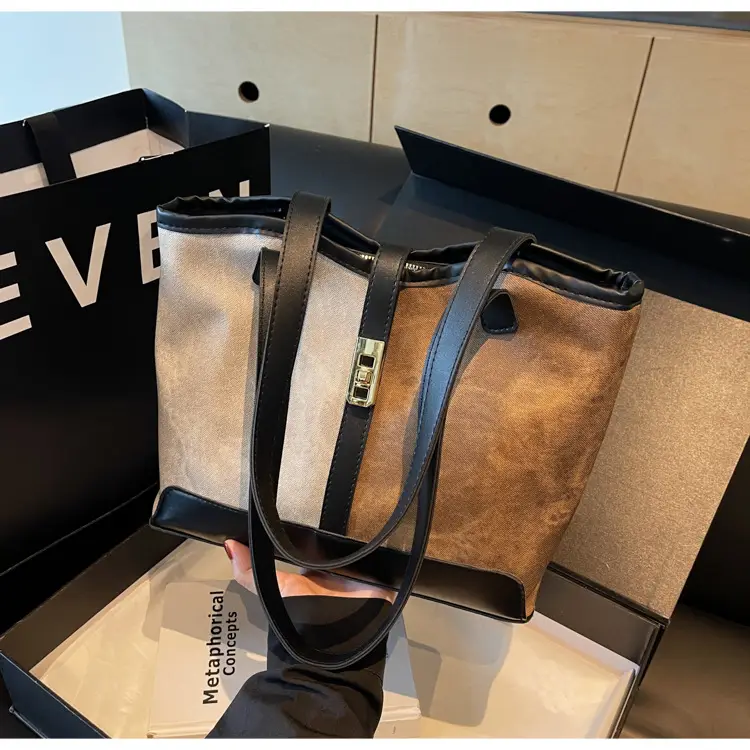 Women's Retro Contrast Tote Bag 2024 New — feature 18