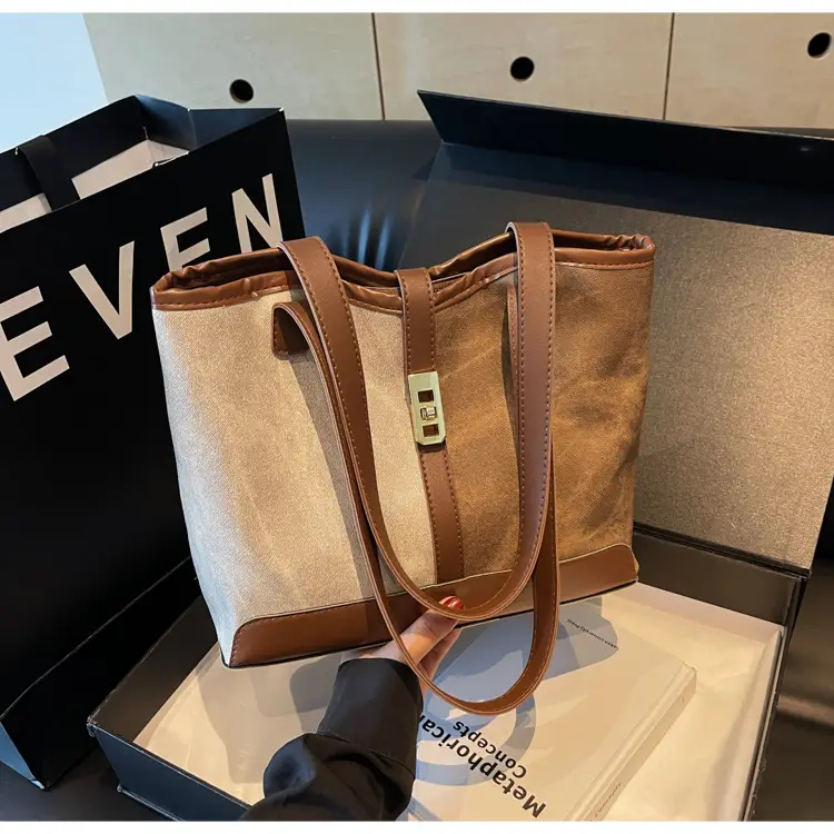 Women's Retro Contrast Tote Bag 2024 New — feature 21