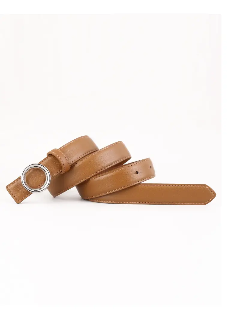 Black Leather Belt with Round Buckle for Women — feature 10