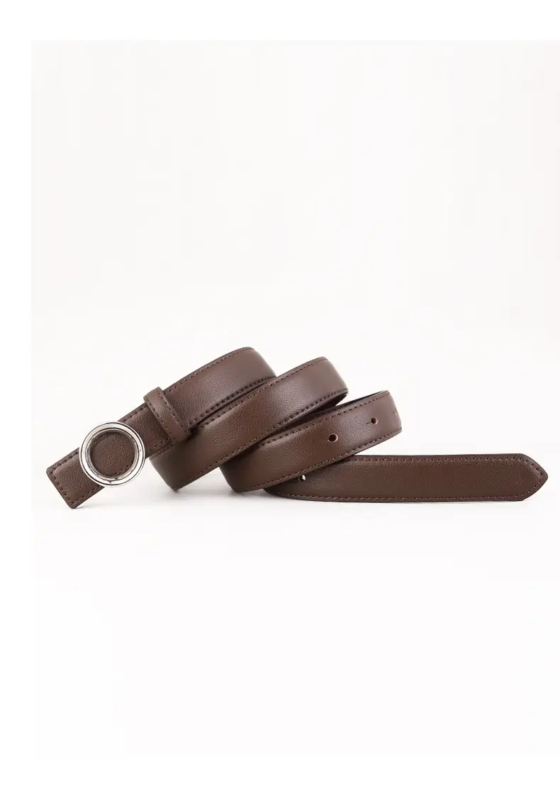Black Leather Belt with Round Buckle for Women — feature 11