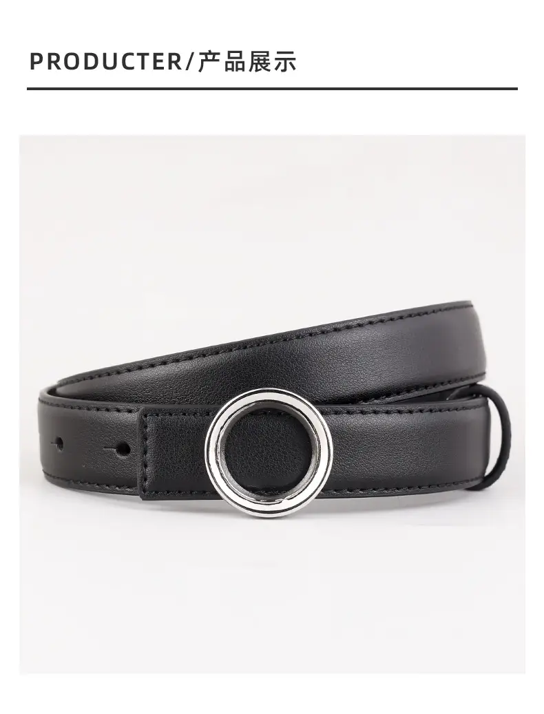 Black Leather Belt with Round Buckle for Women — feature 19
