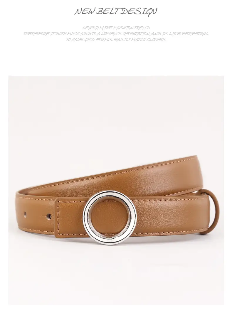 Black Leather Belt with Round Buckle for Women — feature 20