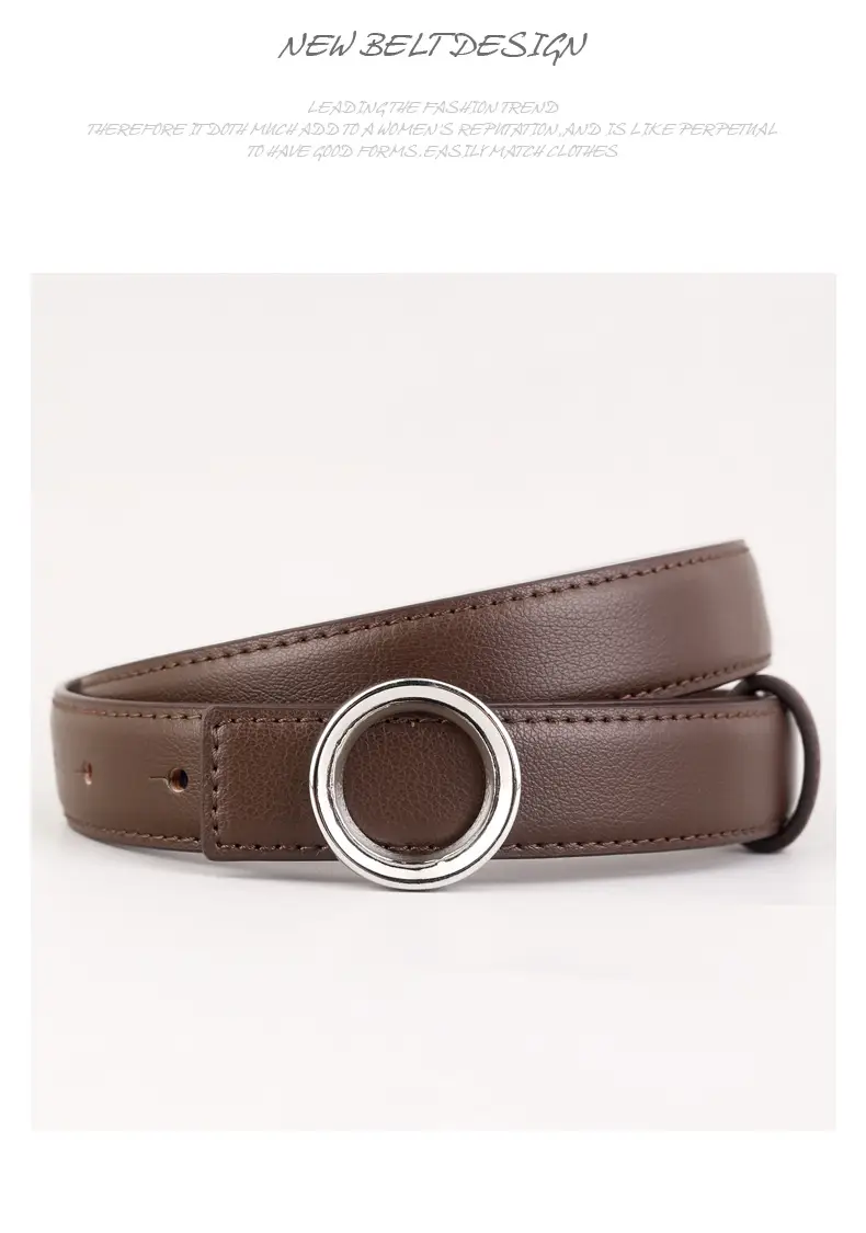 Black Leather Belt with Round Buckle for Women — feature 21