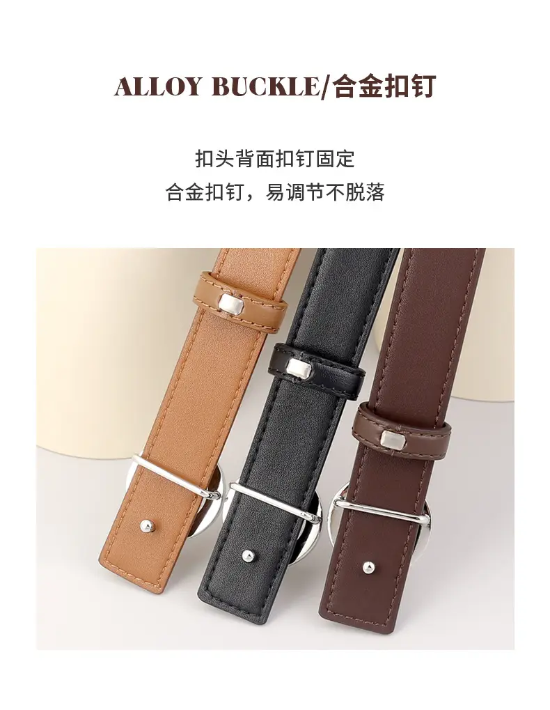Black Leather Belt with Round Buckle for Women — feature 5