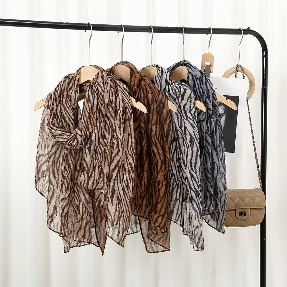 Women's Zebra Print Silk Scarf Travel Photo - Image 6