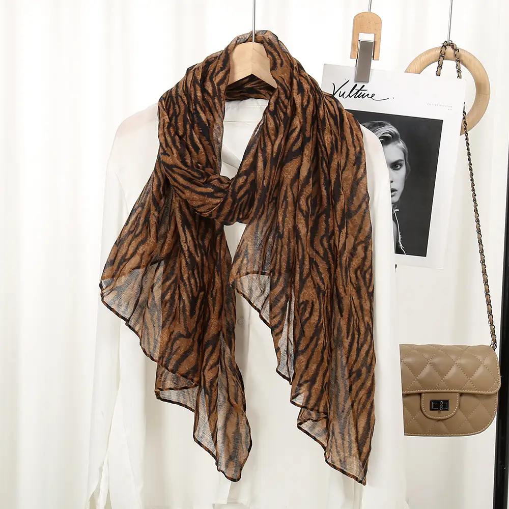 Women's Zebra Print Silk Scarf Travel Photo — feature 6