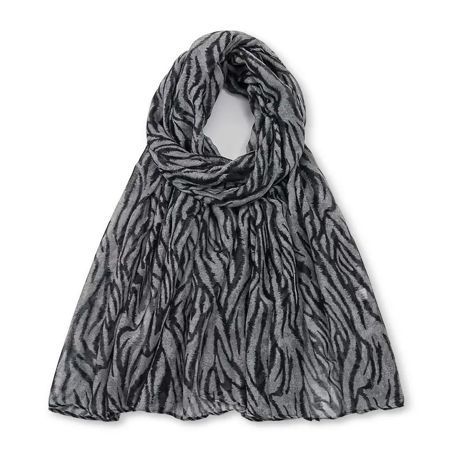 Women's Zebra Print Silk Scarf Travel Photo - Image 2