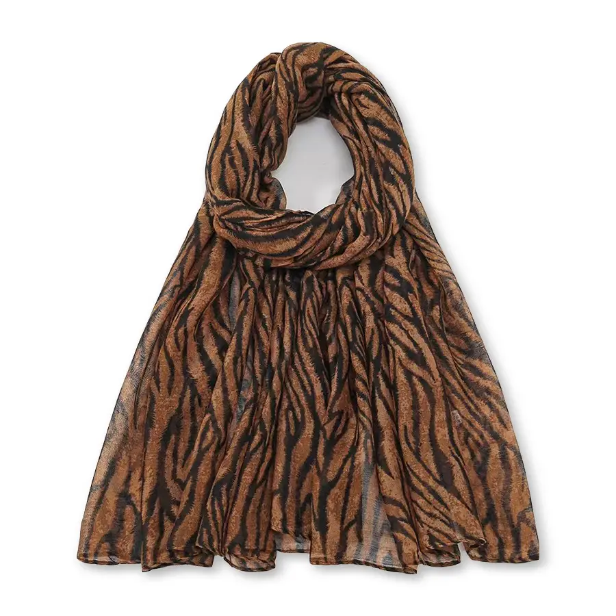 Women's Zebra Print Silk Scarf Travel Photo - Image 3